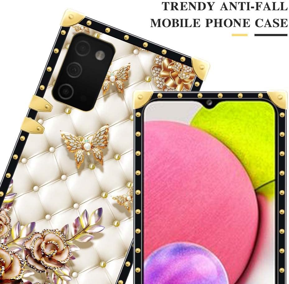 Funda compatible con Samsung Galaxy A03S 4G, TPU suave de lujo y parte trasera de policarbonato duro para niñas y mujeres, funda protectora a prueba