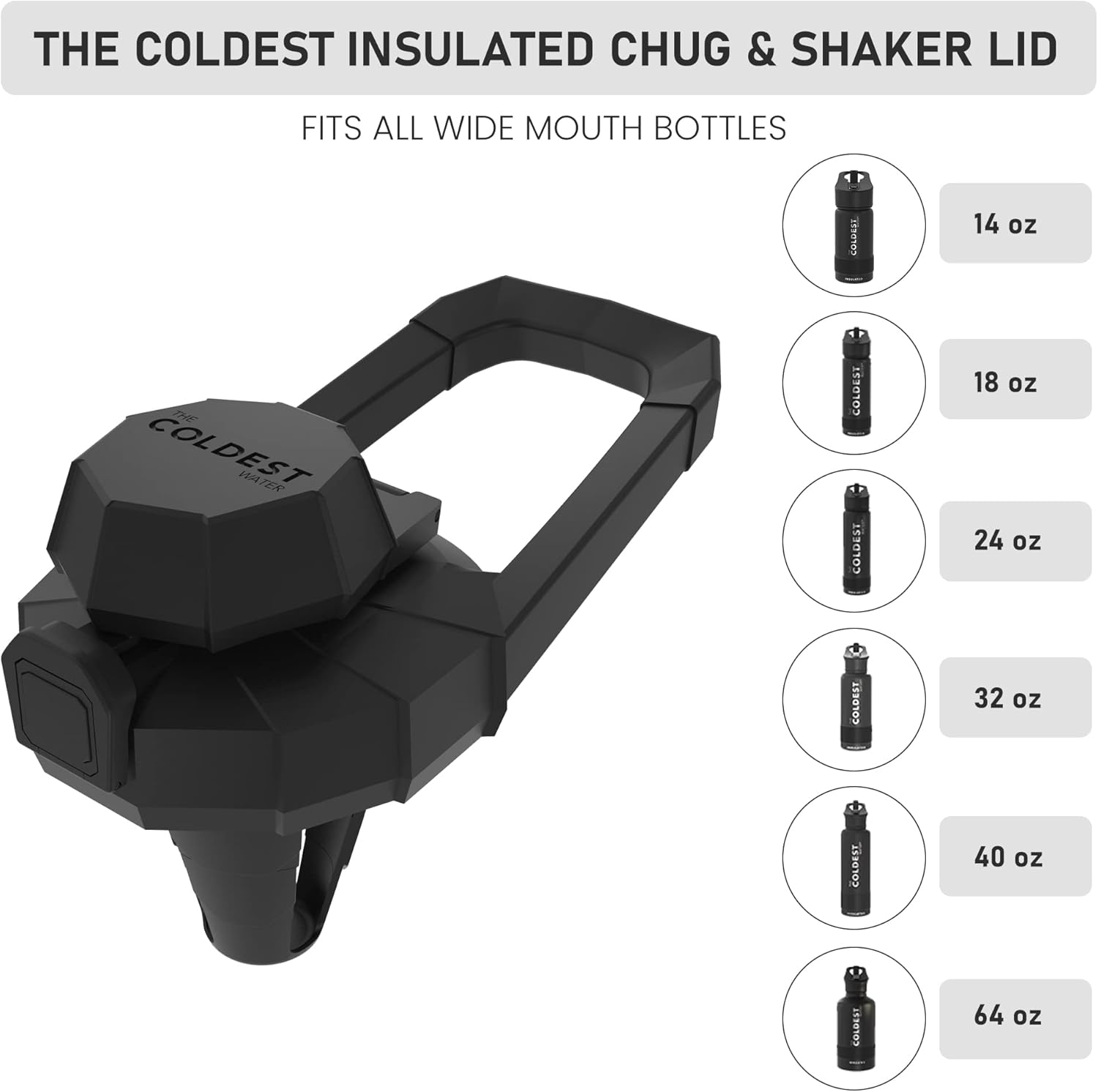 The Coldest Chug Lid and Shaker Lid para botellas de boca ancha para batidos de proteínas, batidos saludables, tapa de gimnasio (madera ejecutiva,