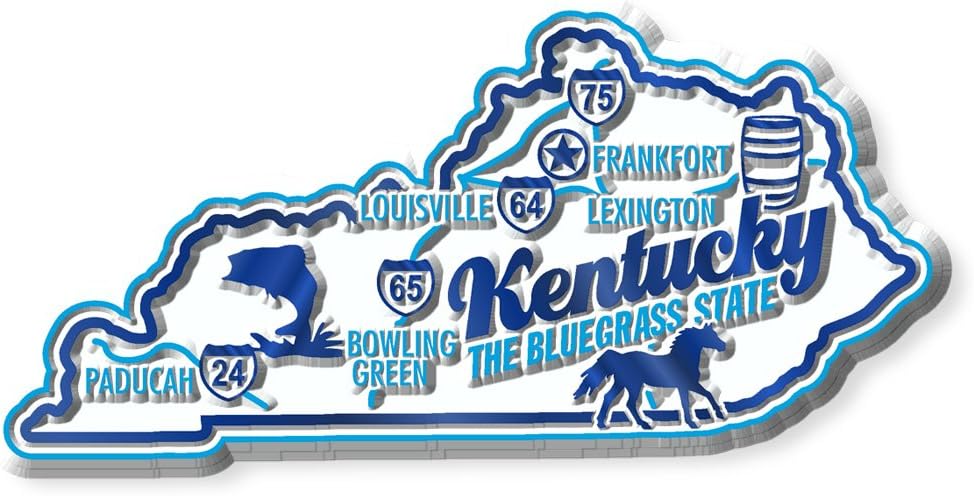 Imán de estado prémium de Kentucky de Classic Magnets, 3.6 x 1.8 pulgadas, recuerdos coleccionables fabricados en los Estados Unidos