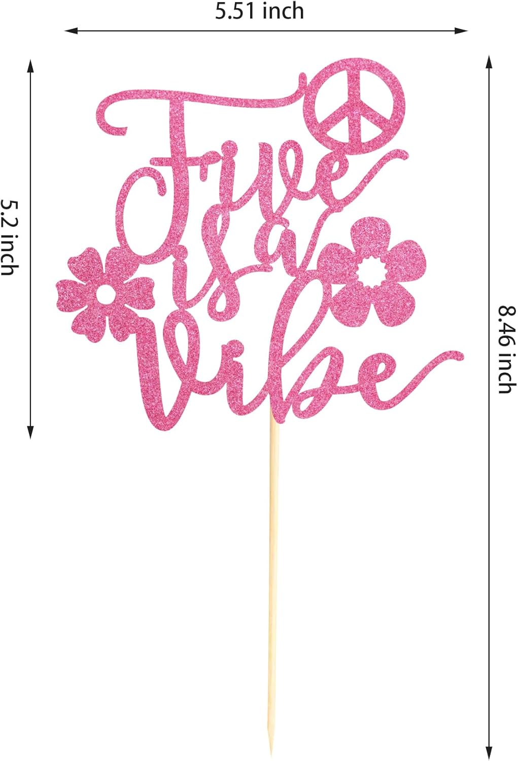 Five is a Vibe – Decoración para tartas, decoración de fiesta de 5 cumpleaños para niño y niña, decoración retro para tartas, suministros de