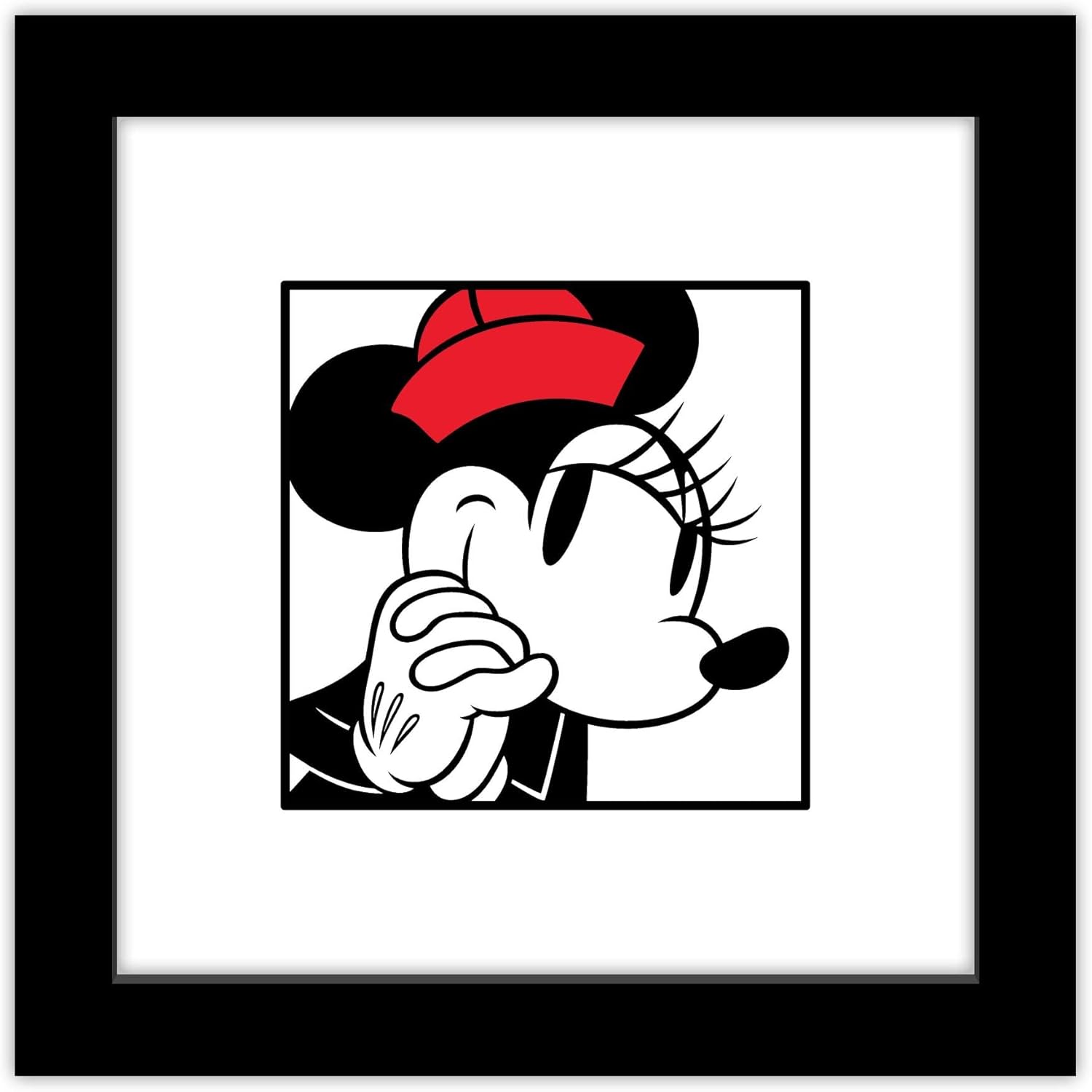 Trends International Gallery Pops Disney Mickey Mouse – Minnie Expressions – Póster de pared demure de 12 x 12 pulgadas, versión enmarcada en negro