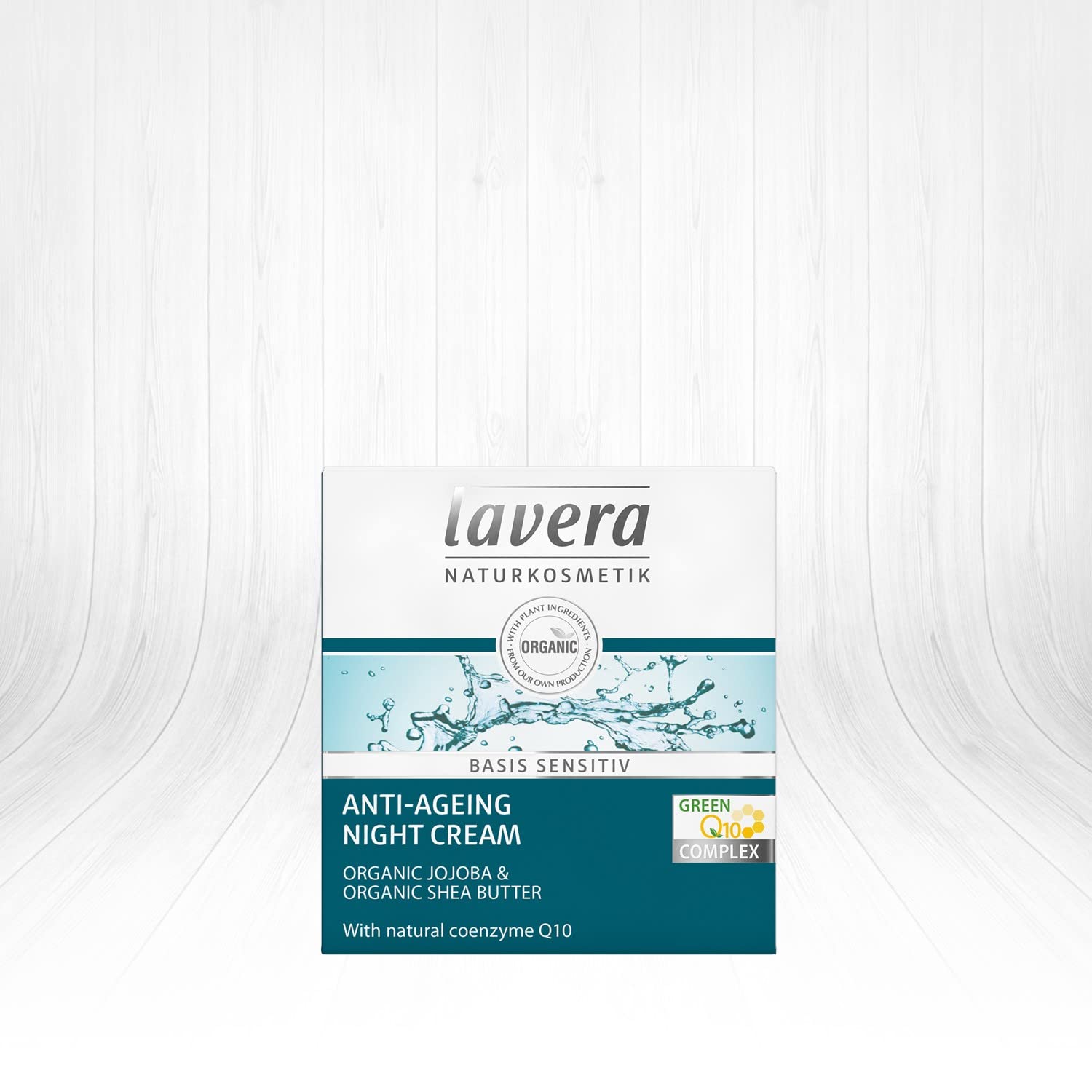 Lavera Crema de noche natural antienvejecimiento para pieles sensibles, ligera, de rápida absorción, tez más suave, suave y más joven (1.6 onzas)