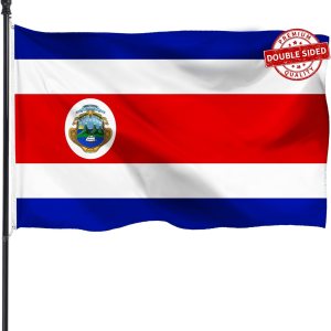 Bandera de Costa Rica de doble cara de 3 x 5 pies, resistente, banderas nacionales de Costa Rica de 3 capas de poliéster duradero, decoración para Bandera de Costa Rica de doble cara de 3 x 5 pies, resistente, banderas nacionales de Costa Rica de 3 capas de poliéster duradero, decoración para