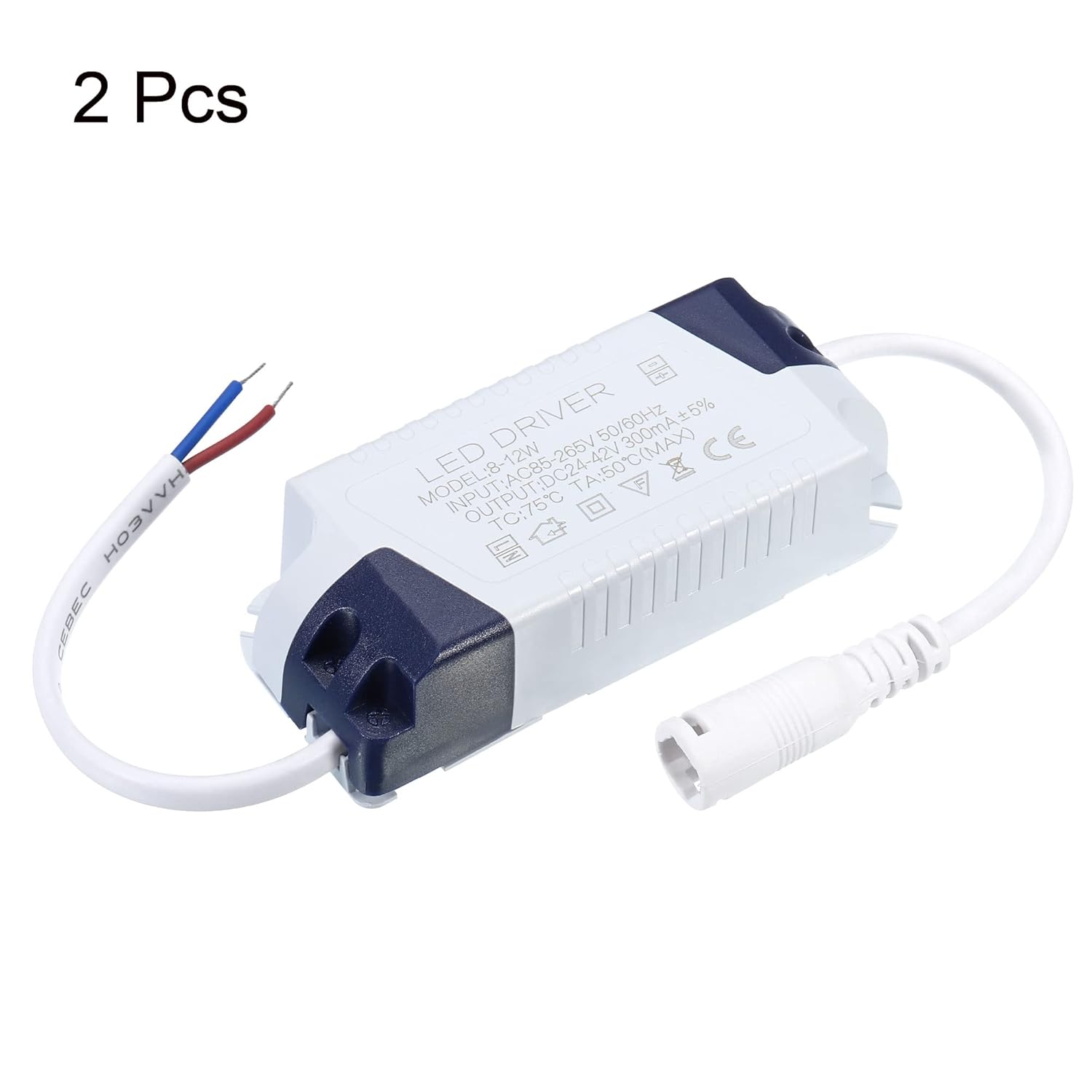 PATIKIL 8-12W 300mA LED Driver, 2pcs AC 85-265V Salida 24-42V DC Conector hembra Constante corriente rectificador transformador fuente de
