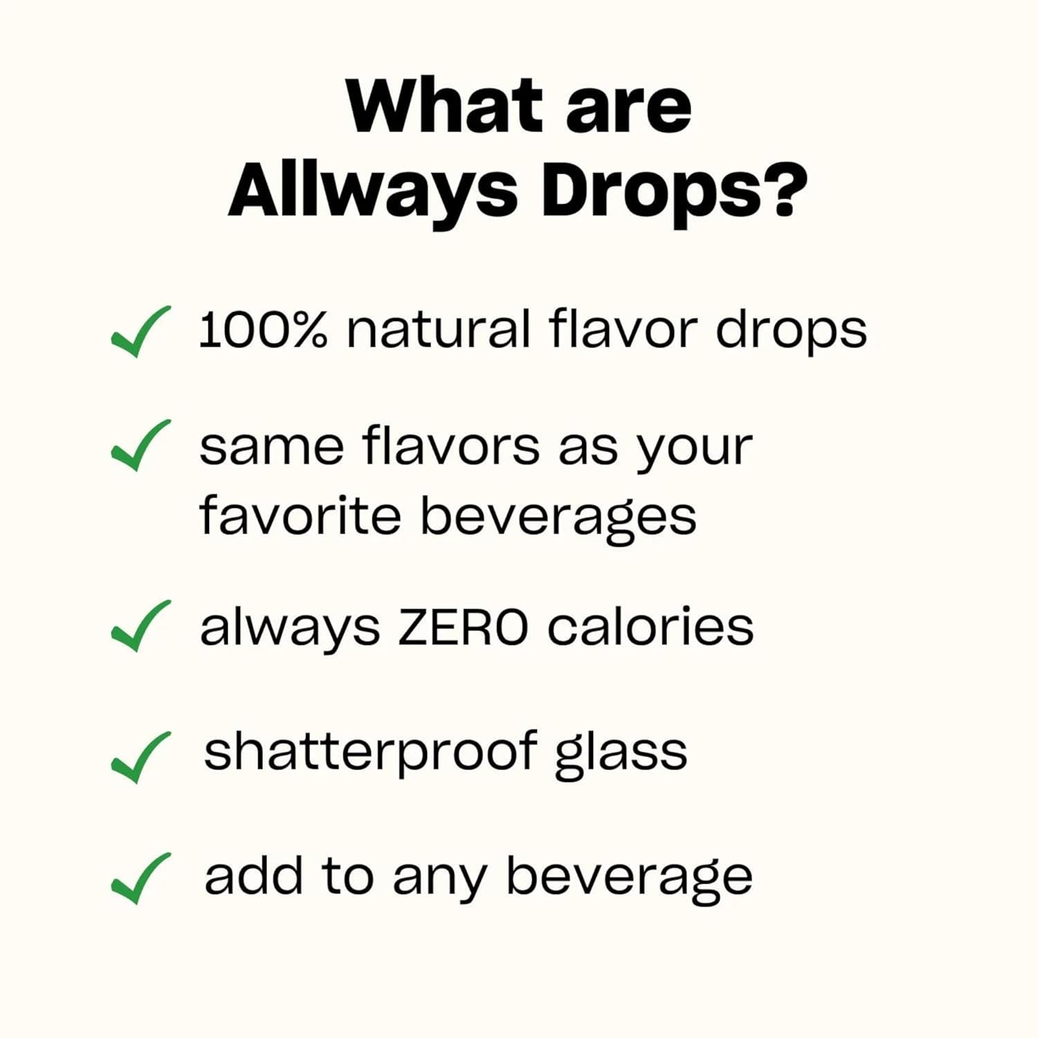 Allways Drops, Mezcla de bebida líquida potenciadora de agua, gotas de sabor natural, sin azúcar, sin artificiales, sin sucralosa, sin tintes, hace