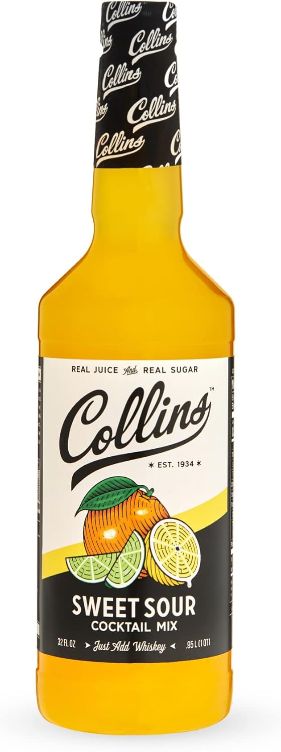 Collins Mezcla agridulce, hecha con jugo de naranja real y limón, ingrediente clásico de la receta de cóctel, 32 onzas líquidas