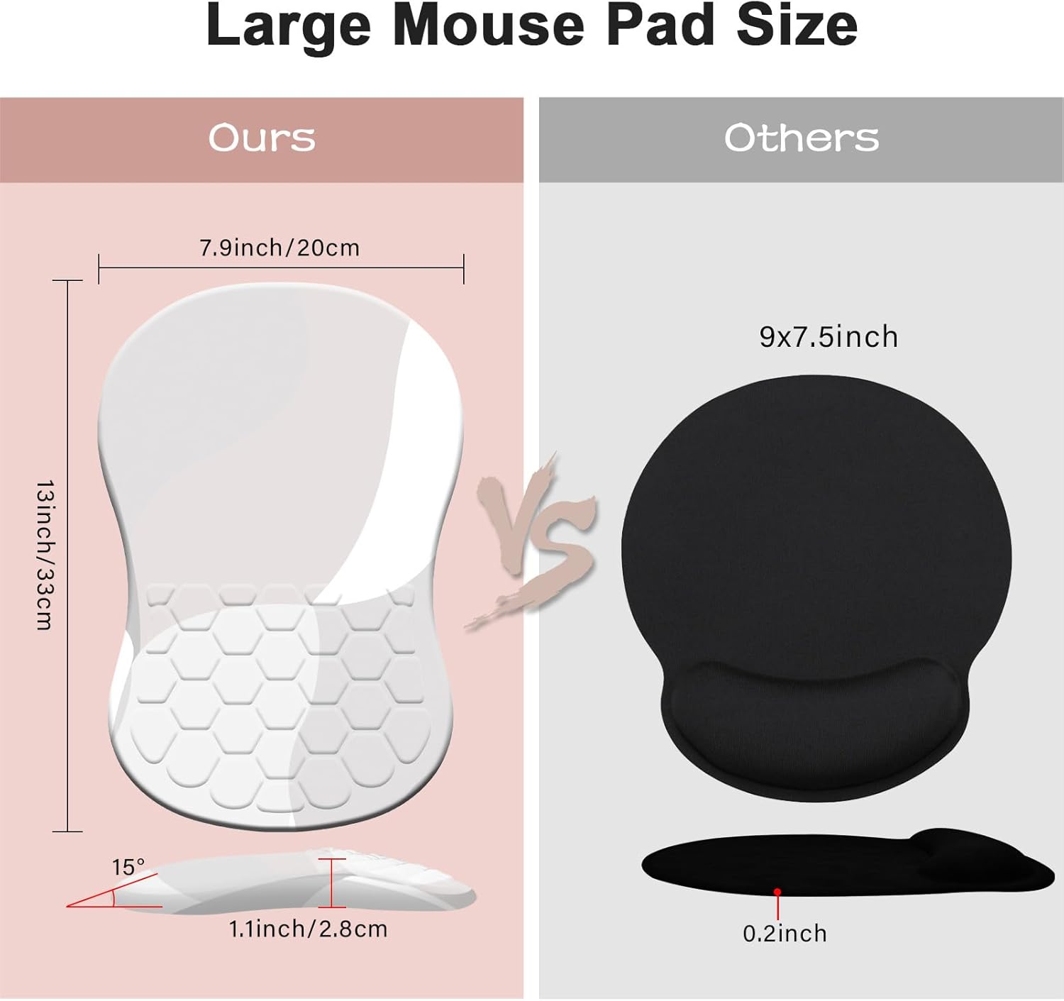 Kakurookie Alfombrilla de mouse ergonómica con soporte para reposamuñecas, diseño de masaje, tapete de mouse para aliviar el dolor del túnel