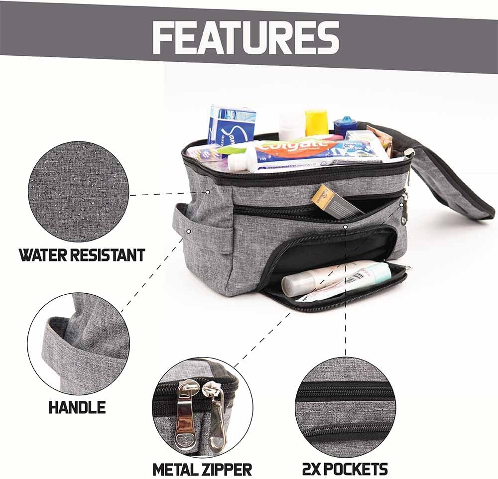 fjackets Neceser de viaje imprescindible para hombre, organizador de baño y kit de viaje, artículos esenciales de viaje en avión, artículos