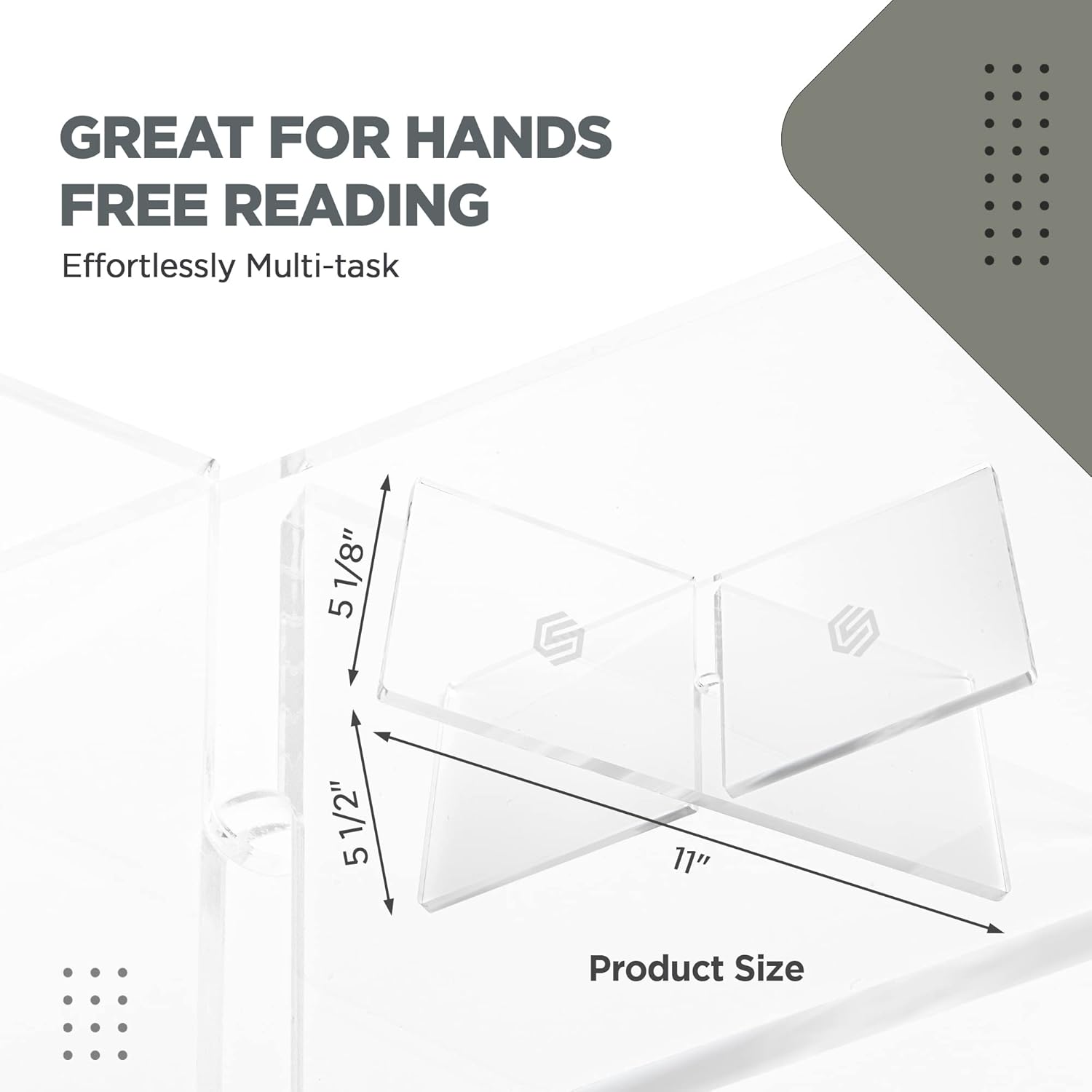 Soporte acrílico para libros, de plástico de 0.315 in de grosor con capacidad de peso de 10 libras, soporte de lectura para libros abiertos y
