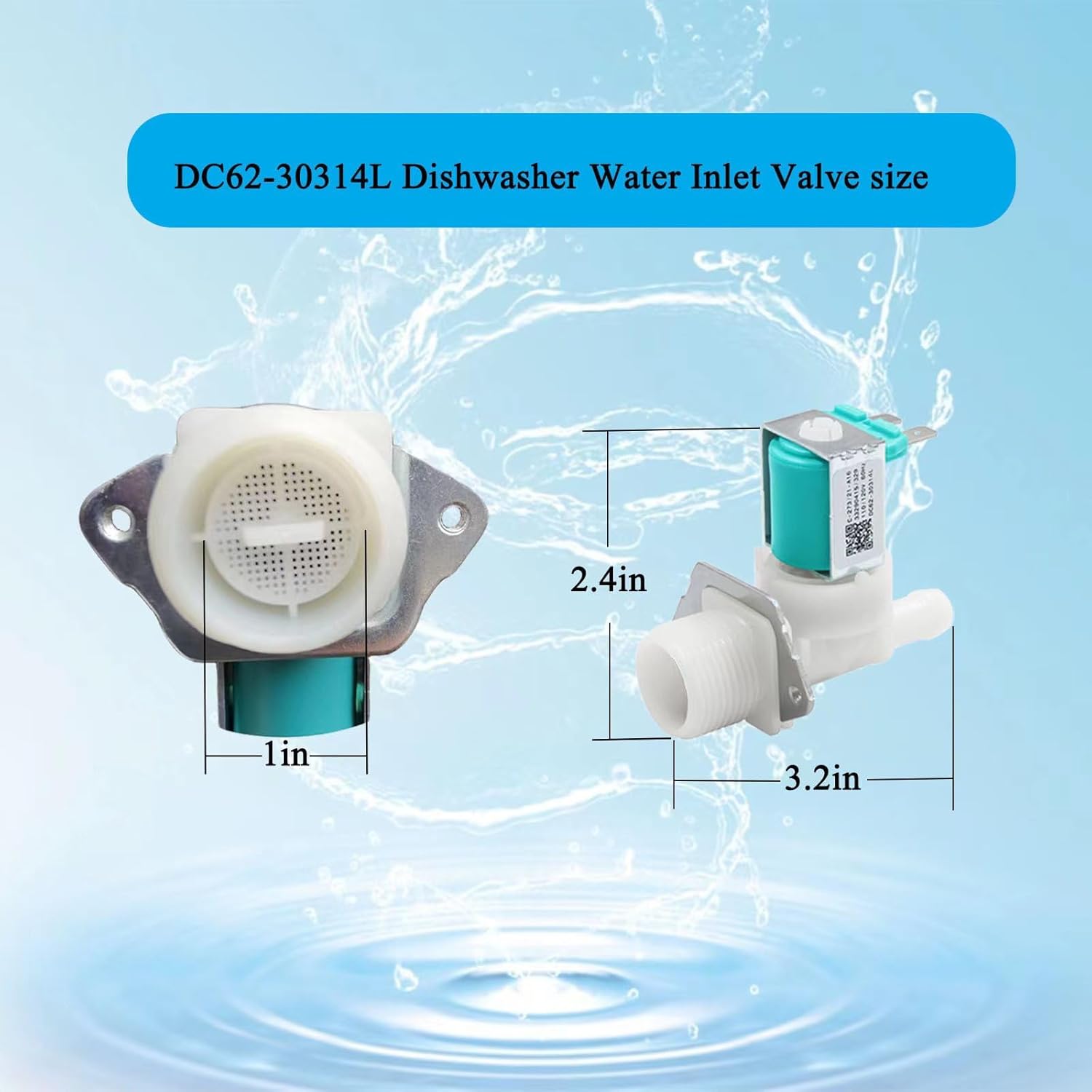 DC62-30314L Válvula de entrada de agua para lavavajillas compatible con válvula de agua para lavavajillas Samsung, piezas DC62-30314L reemplaza