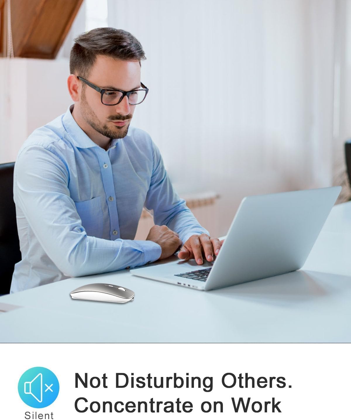 Ratón Bluetooth para laptopiPadiPhoneMac iOS 1312 y superiorPC Android mouse inalámbrico delgado USB recargable silencioso ratones compatibles con - Imagen 5