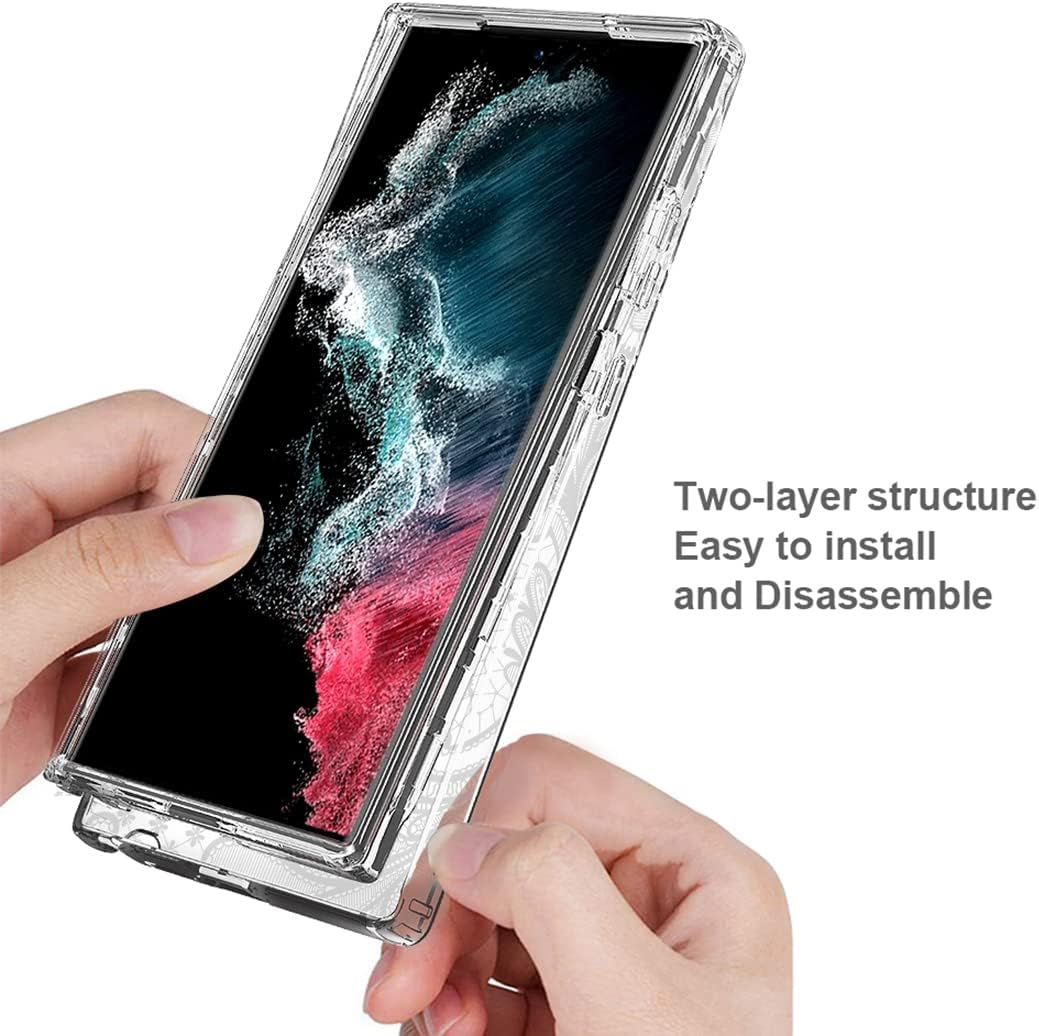 Tothedu Funda para Samsung Galaxy S23 Ultra 5G, Samsung S23 Ultra con protector de pantalla de vidrio templado, funda protectora de cuerpo completo
