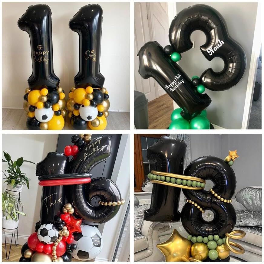 Globos negros del número 18, globos de 40 pulgadas, globos de aluminio de Mylar con número de helio de 18 o 81 pulgadas, globos negros de número 18
