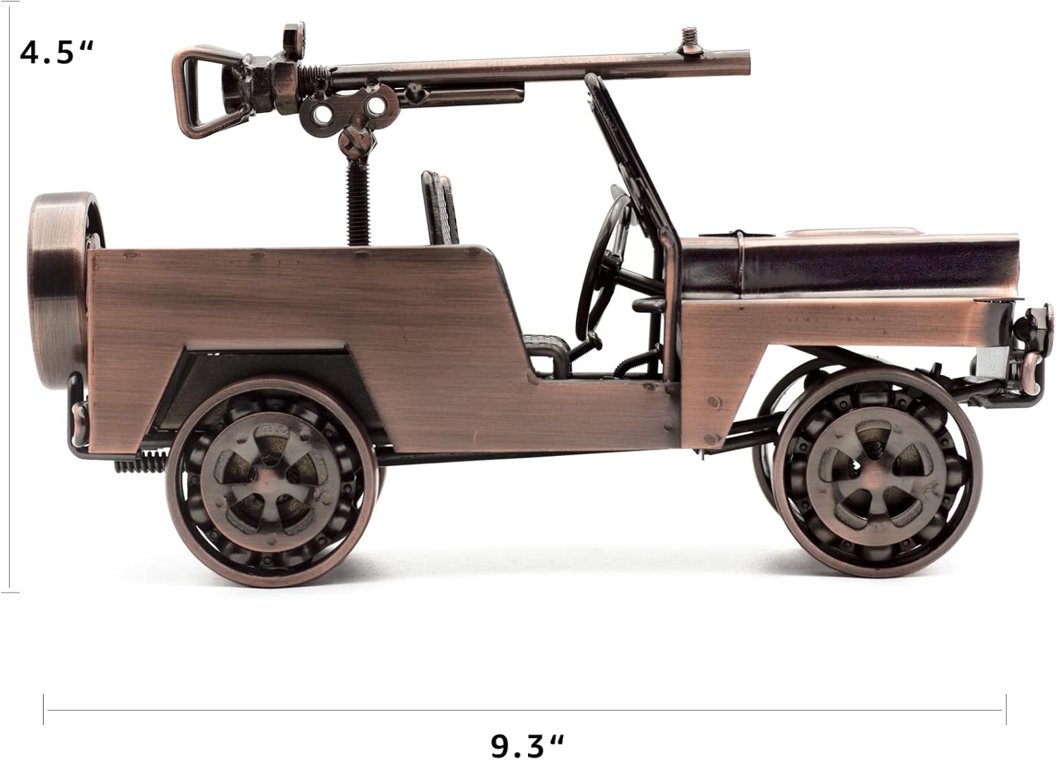 QIRLOEU Modelo Willys Jeep de metal soldado a mano, recuerdos militares vintage de la Segunda Guerra Mundial, decoración de vehículos coleccionables