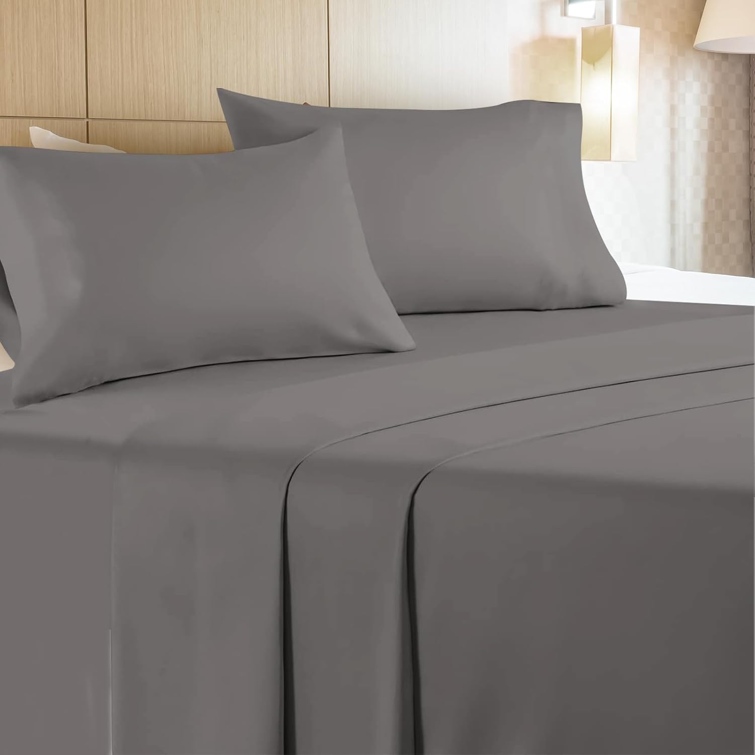 Leluxe Home Juego de 4 sábanas de tamaño matrimonial 100% microfibra extra suaves y sin arrugas, juego de 4 sábanas para cama de tamaño matrimonial