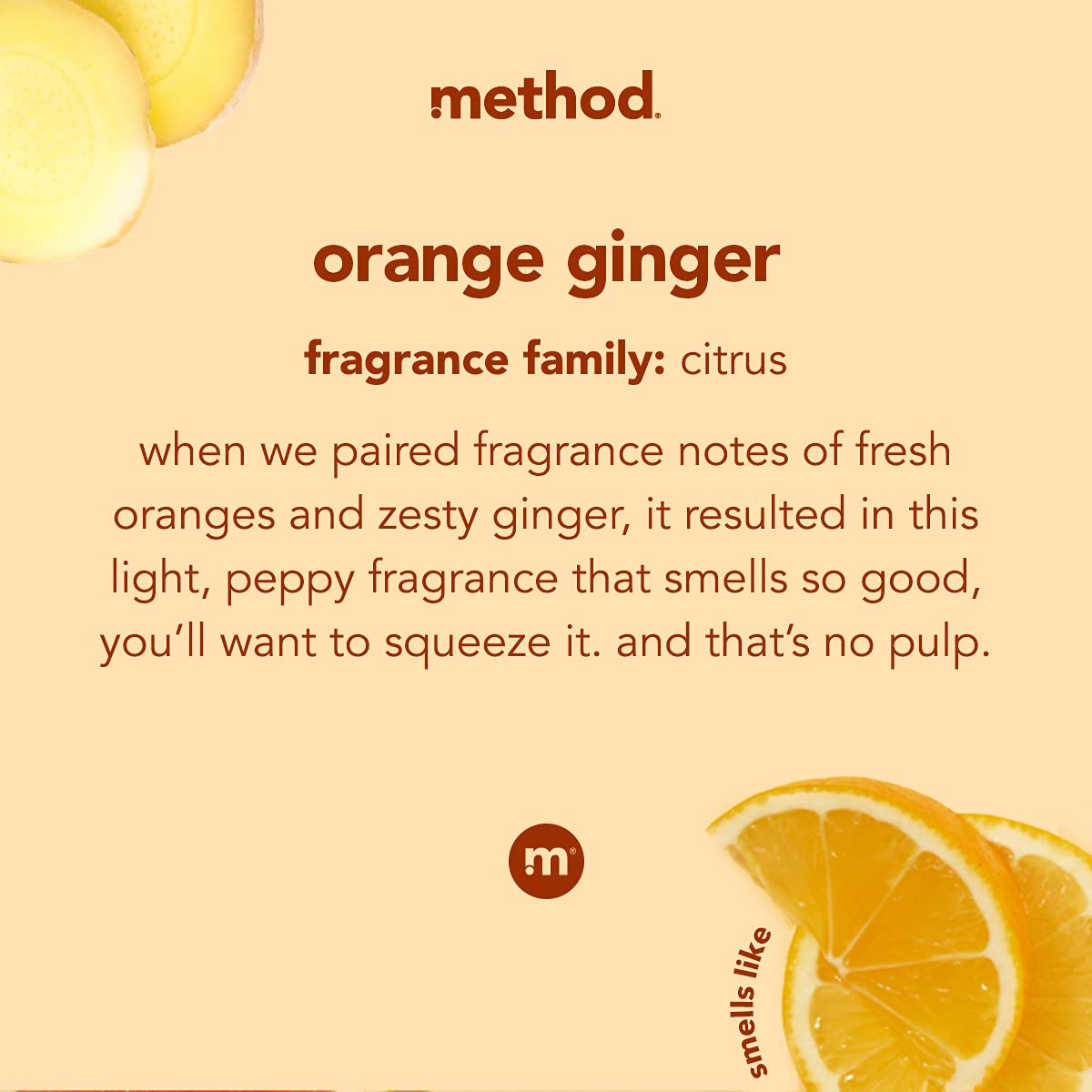 Method Repuesto de jabón de manos espumoso, jengibre naranja, botella reciclable, fórmula biodegradable, 28 onzas líquidas (paquete de 4)