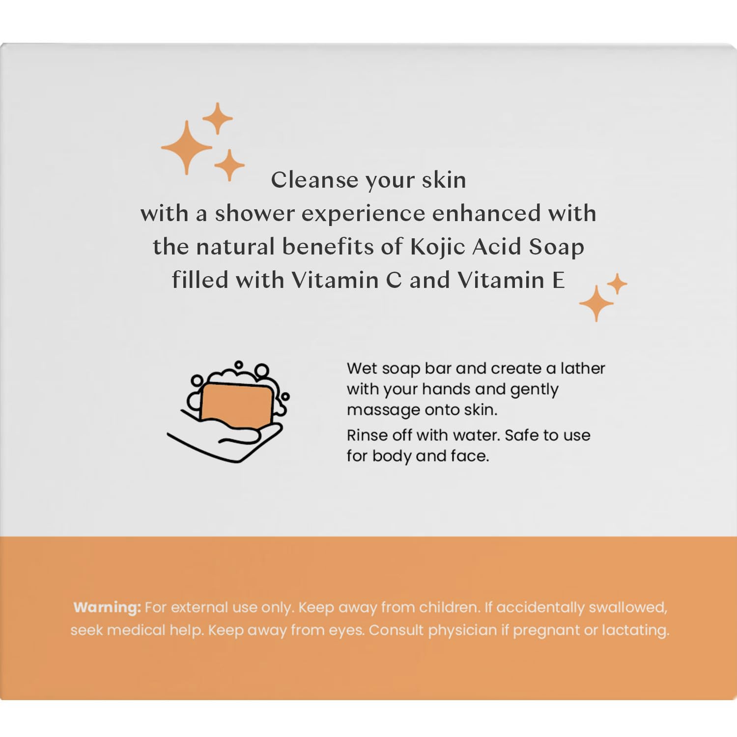 Body Restore Jabón de ácido kójico (naranja paquete de 3), con vitamina C, E, manteca de karité, colágeno, ácido hialurónico, cúrcuma, retinol para