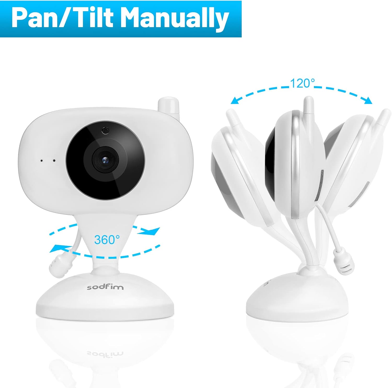 sodfim Monitor de bebé con 2 cámaras monitor de cámara de video de pantalla dividida de 4.3 pulgadas con audio, sin monitor de bebé WiFi, visión