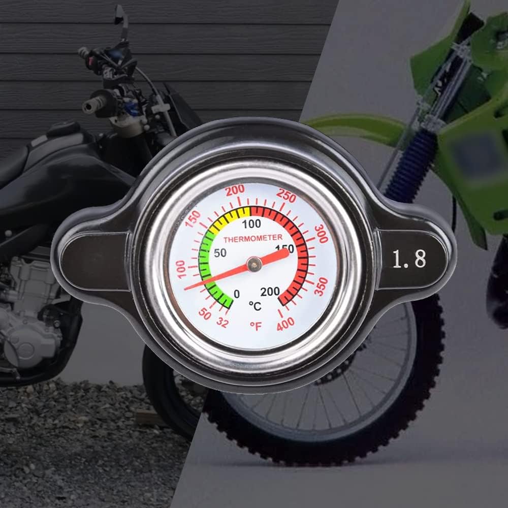 Tapa de radiador de presión con medidor de temperatura compatible con Honda, Kawasaki, Suzuki, Yamaha, Polaris Ranger, Husqvarna Dirt Bike, KTM, más
