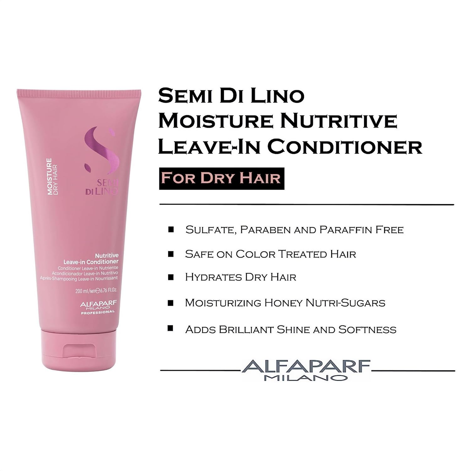 ALFAPARF MILANO Semi Di Lino Moisture Nutritive Deep Conditioning Hair Mask (6.76 oz) + Champú Hidratante (8.45 oz) + Acondicionador sin enjuague