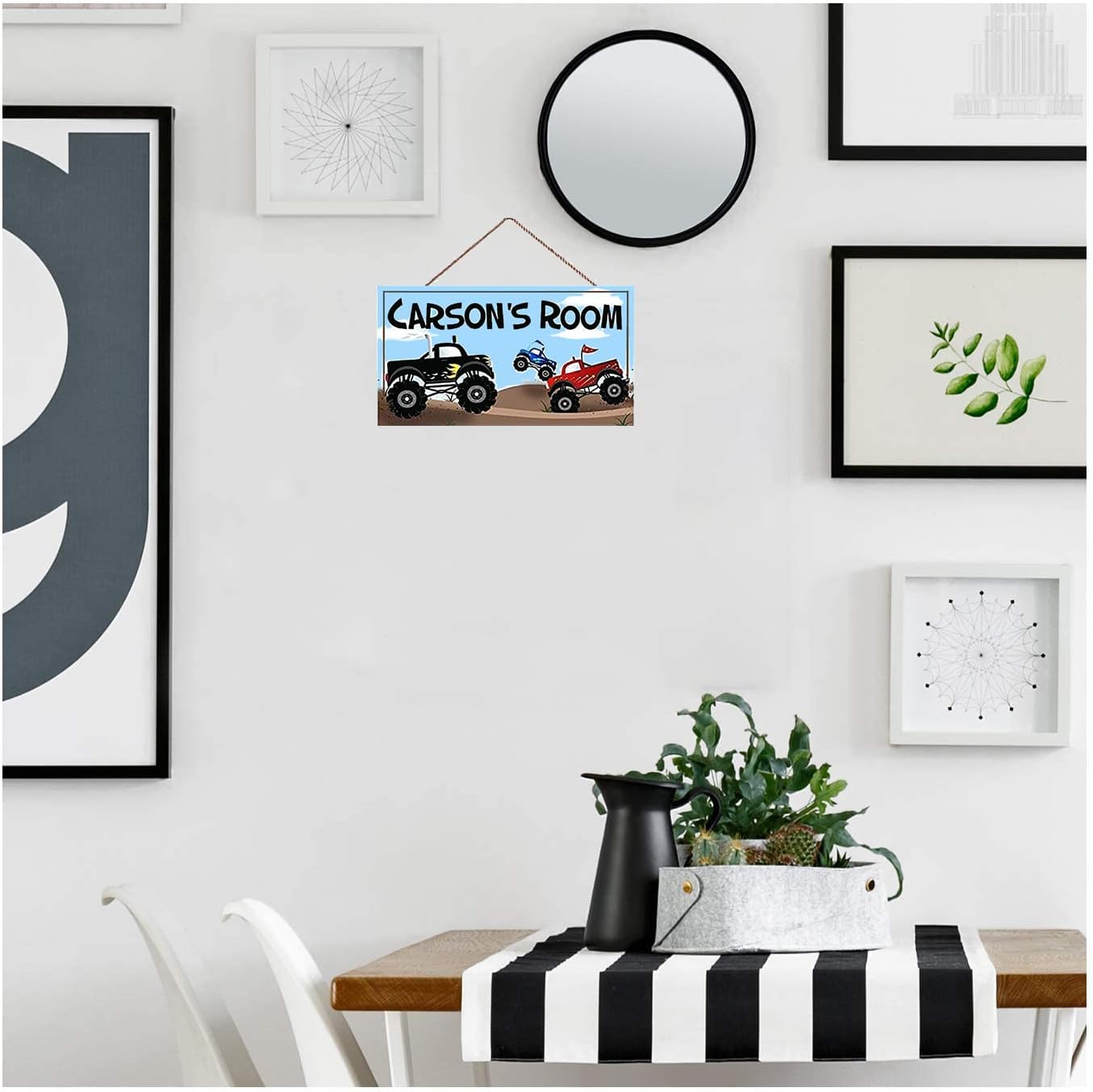 Letrero de puerta de bebé para cuarto de bebé, letrero personalizado para puerta de camiones monstruos, letrero personalizado para habitación de