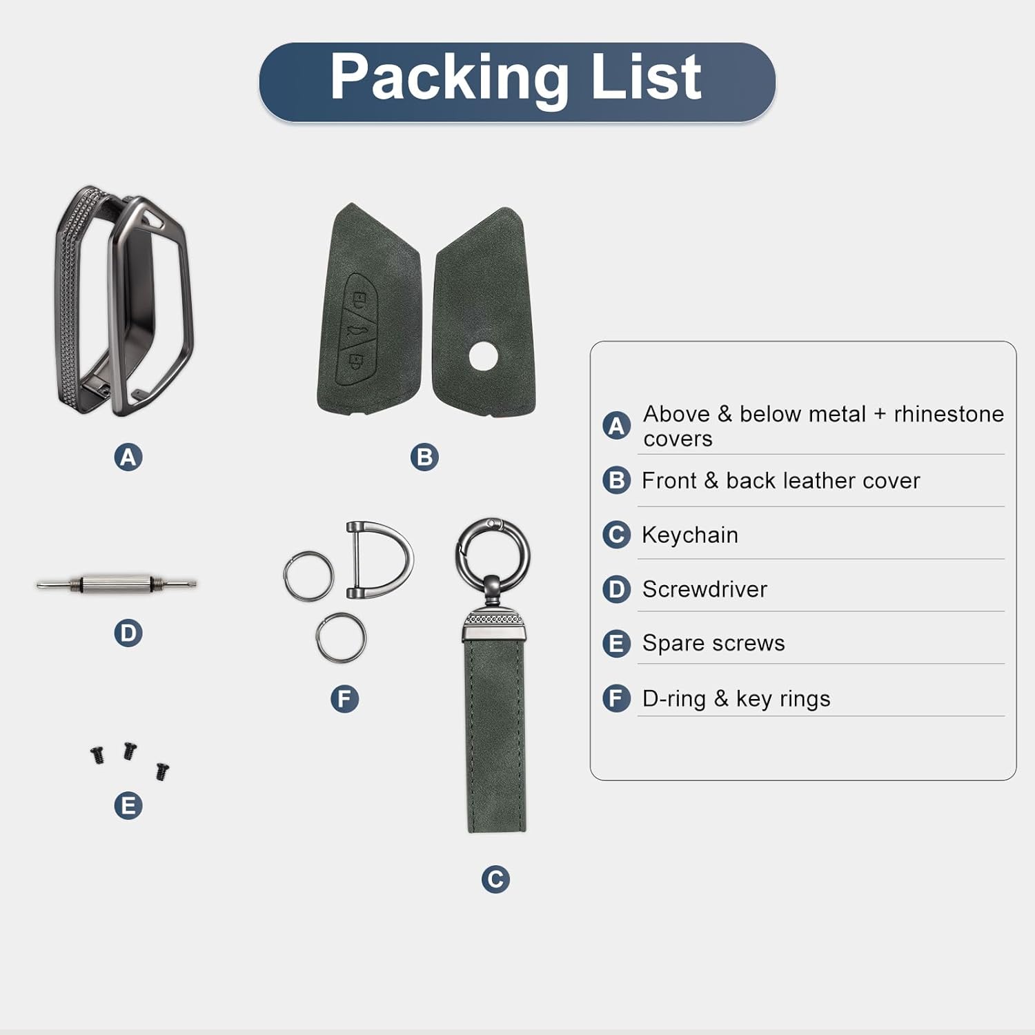YO&YOYE Compatible con funda para llavero VW Volkswagen con llavero protector de llave de cuero
