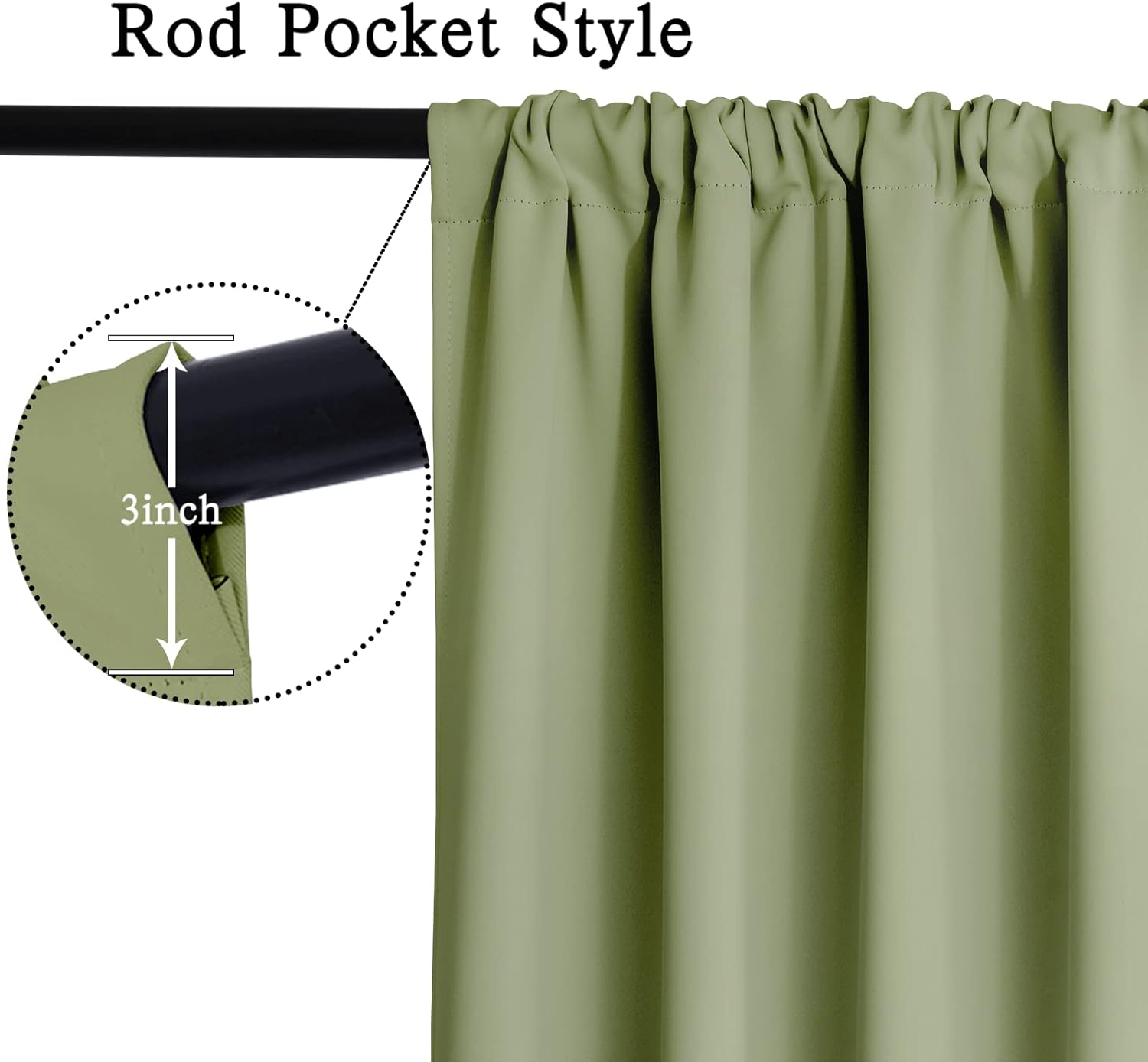 Yakamok – Cortinas opacas con aislamiento térmico y hueco para la barra, dos paneles de cortinas para oscurecer la habitación