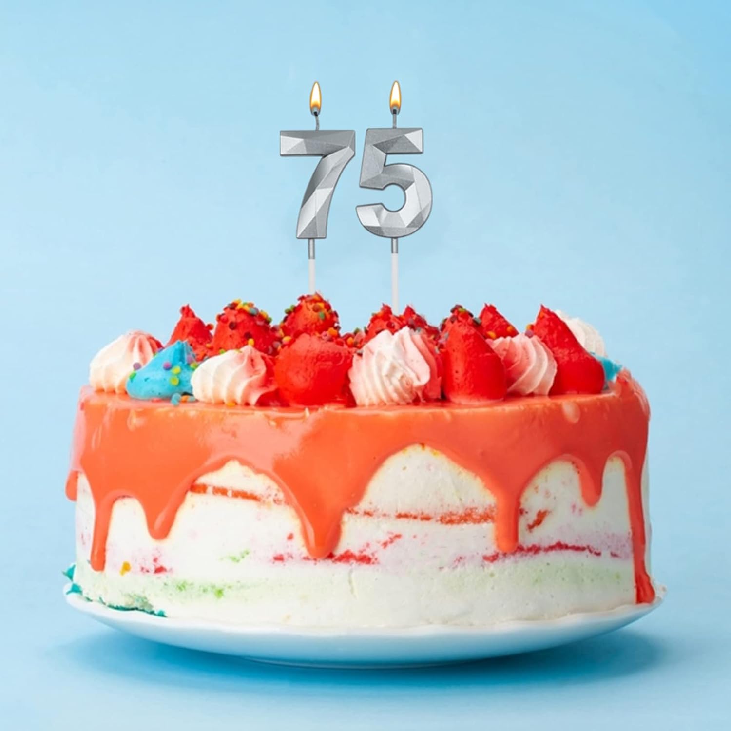 Velas de 30 cumpleaños para tartas, velas plateadas con forma de diamante 30 con forma de diamante, decoraciones de cumpleaños, suministros de