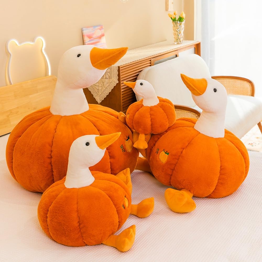 Juguete de peluche de pato de calabaza de 22 pulgadas, animal de peluche de ganso, cojín de peluche suave, perfecto para Halloween, Navidad, fiesta