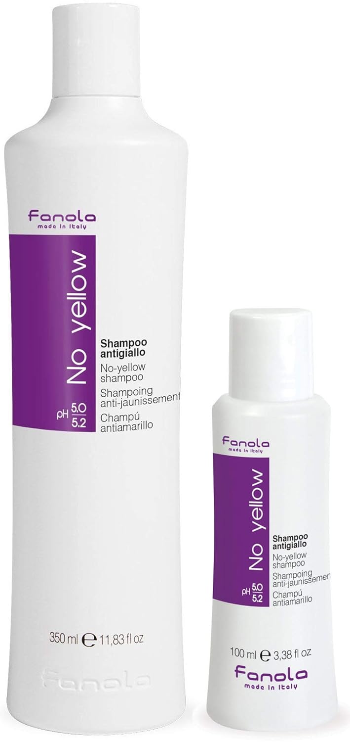 Fanola Sin champú amarillo, 11.8 fl oz con tamaño de viaje gratis