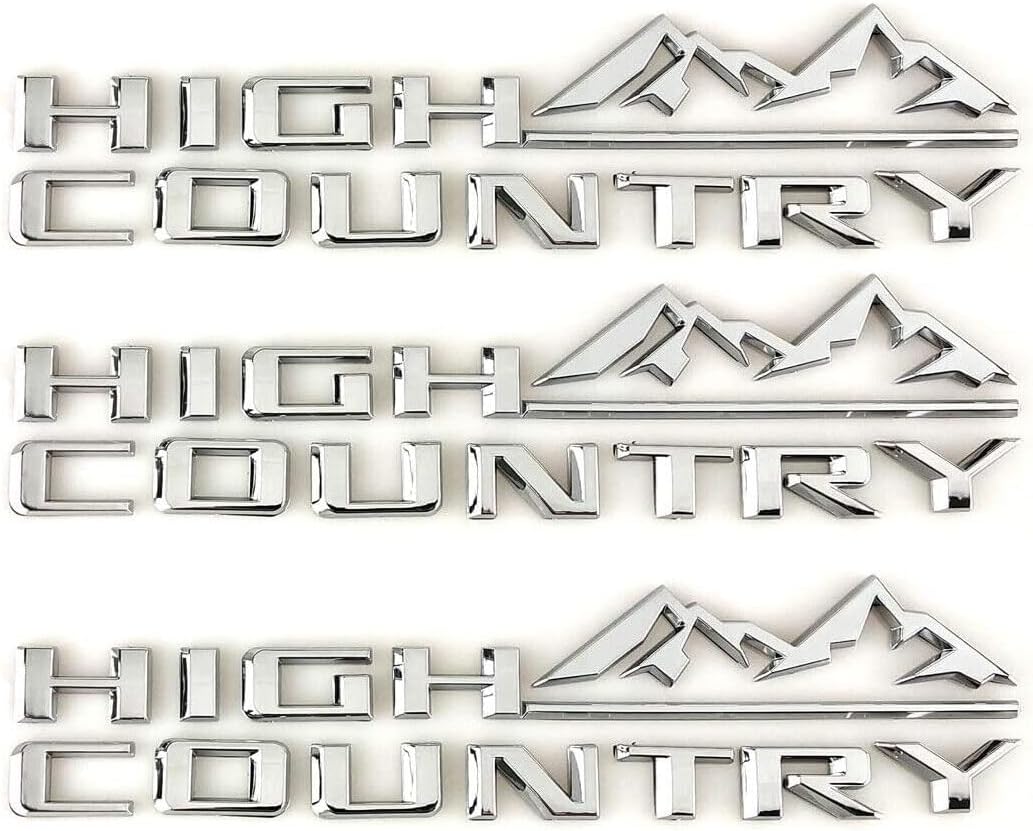 3X 2019-2023 Tahoe Silverado High Country Fender – Emblema 3D de repuesto para puerta trasera de High Country (cromado)