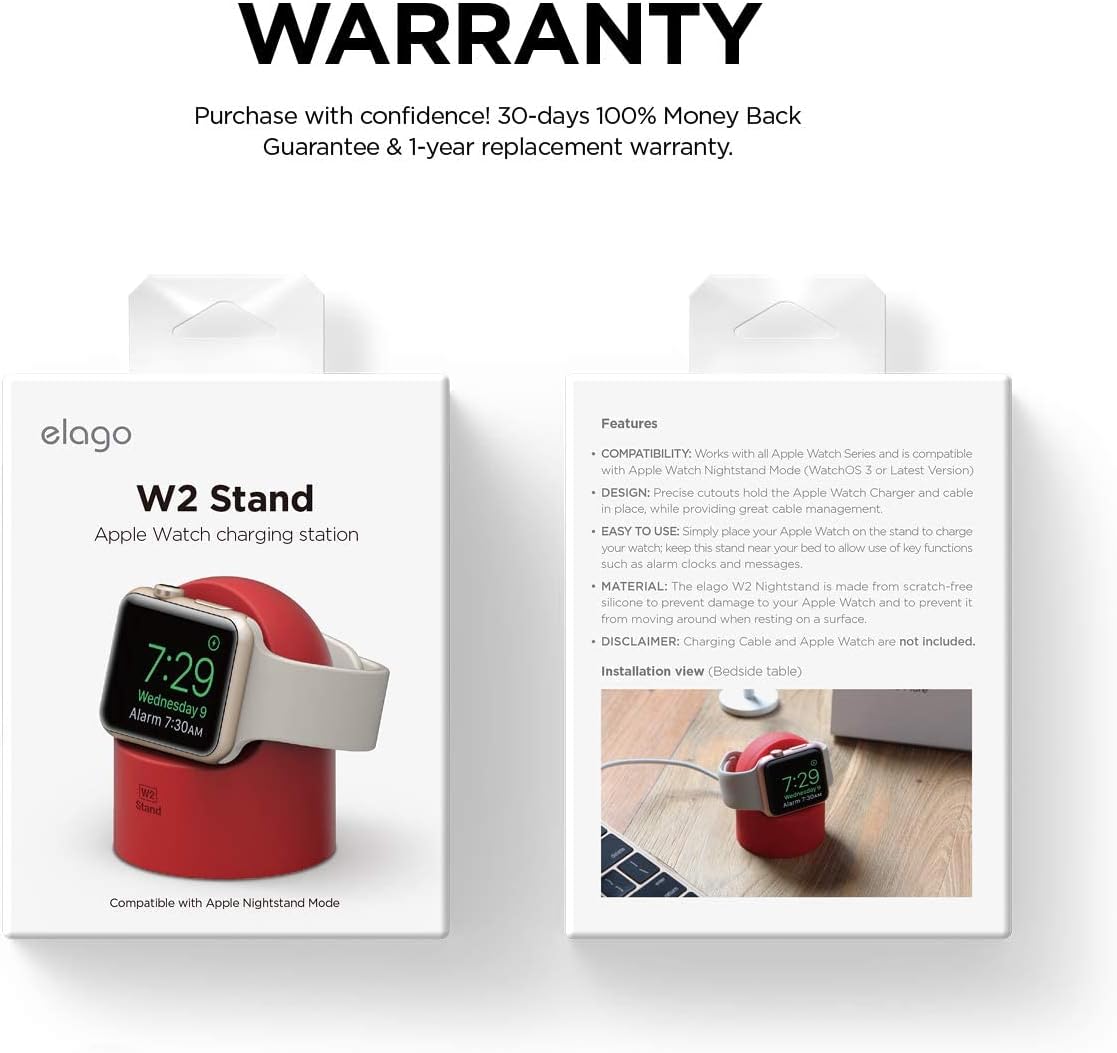 elago Soporte de cargador W2 compatible con Apple Watch Series Ultra2Ultra9876SE54321SE (1.929 in, 1.772 in, 1.732 in, 1.654 in, 1.614 in, 1.575 in,