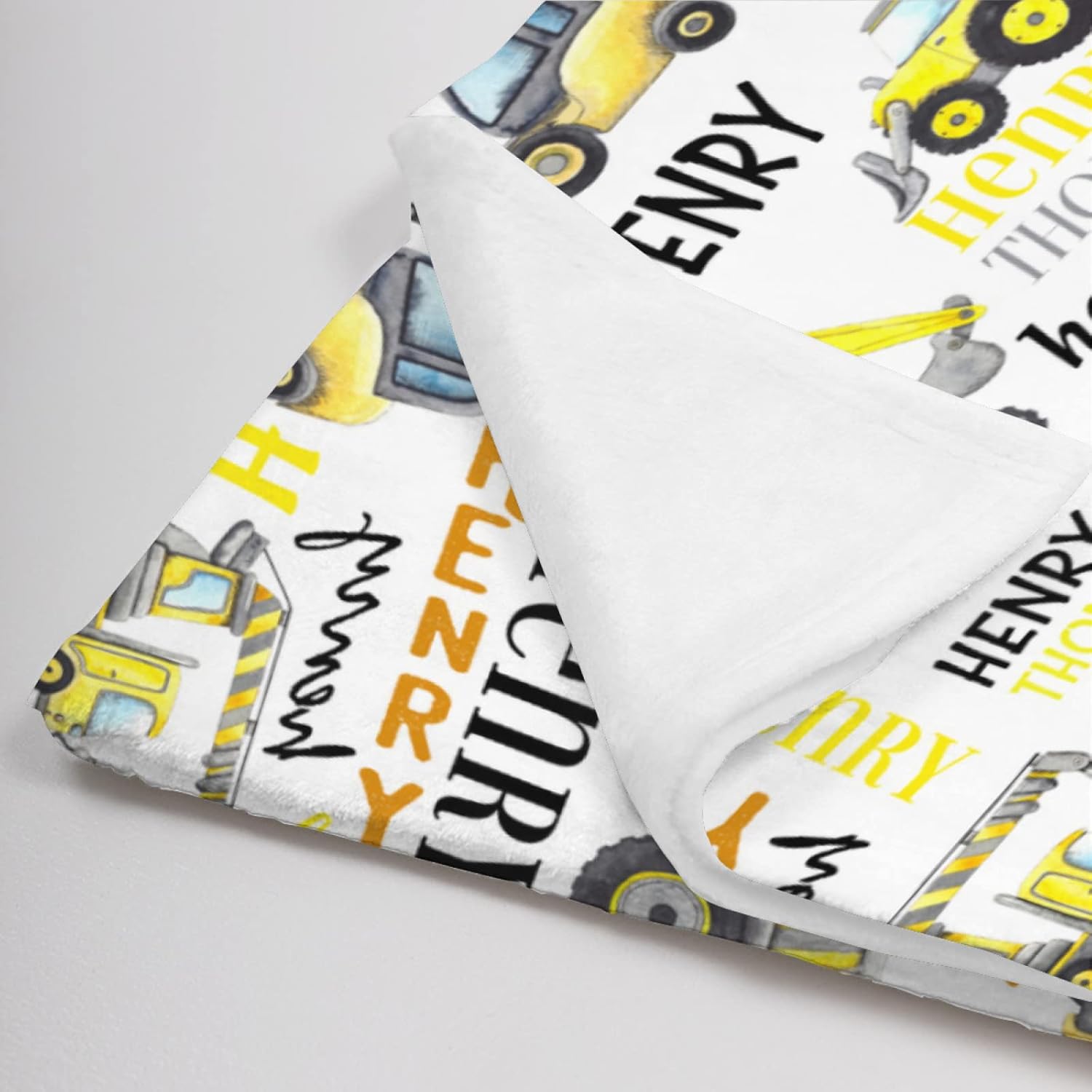 Manta de camión de construcción personalizada, manta de bebé con nombre, mantas personalizadas para bebé niño, manta de bebé para niños