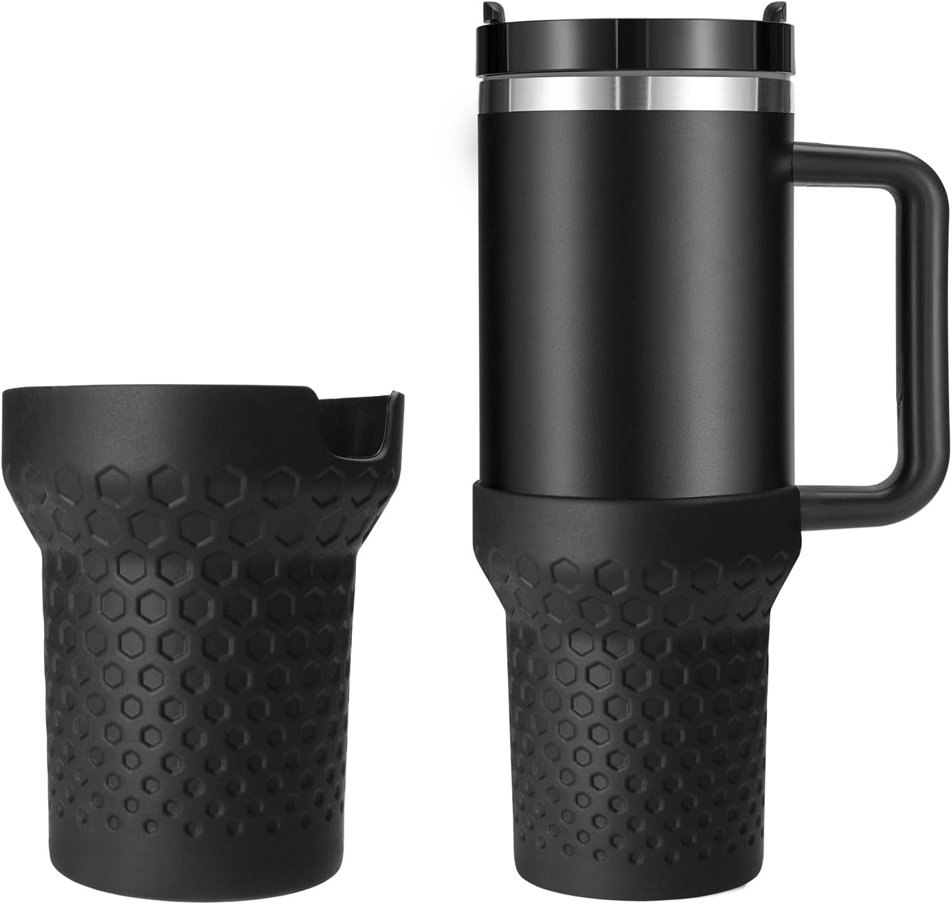 Funda de silicona para Stanley Cup de 30 onzas  20 onzas, funda negra para botas con accesorios Stanley H2.0 y Quencher Adventure Tumbler (negro, 30