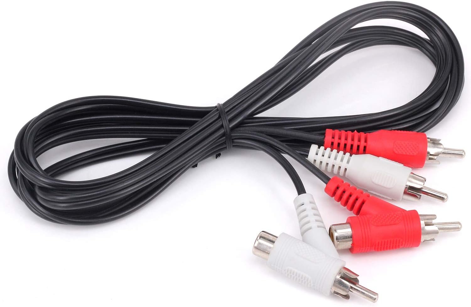 Cable extensor de audio RCA Piggyback, 5 pies 2 RCA macho a 2 RCA macho + RCA hembra Piggyback extensión Audio Video AV cable adaptador