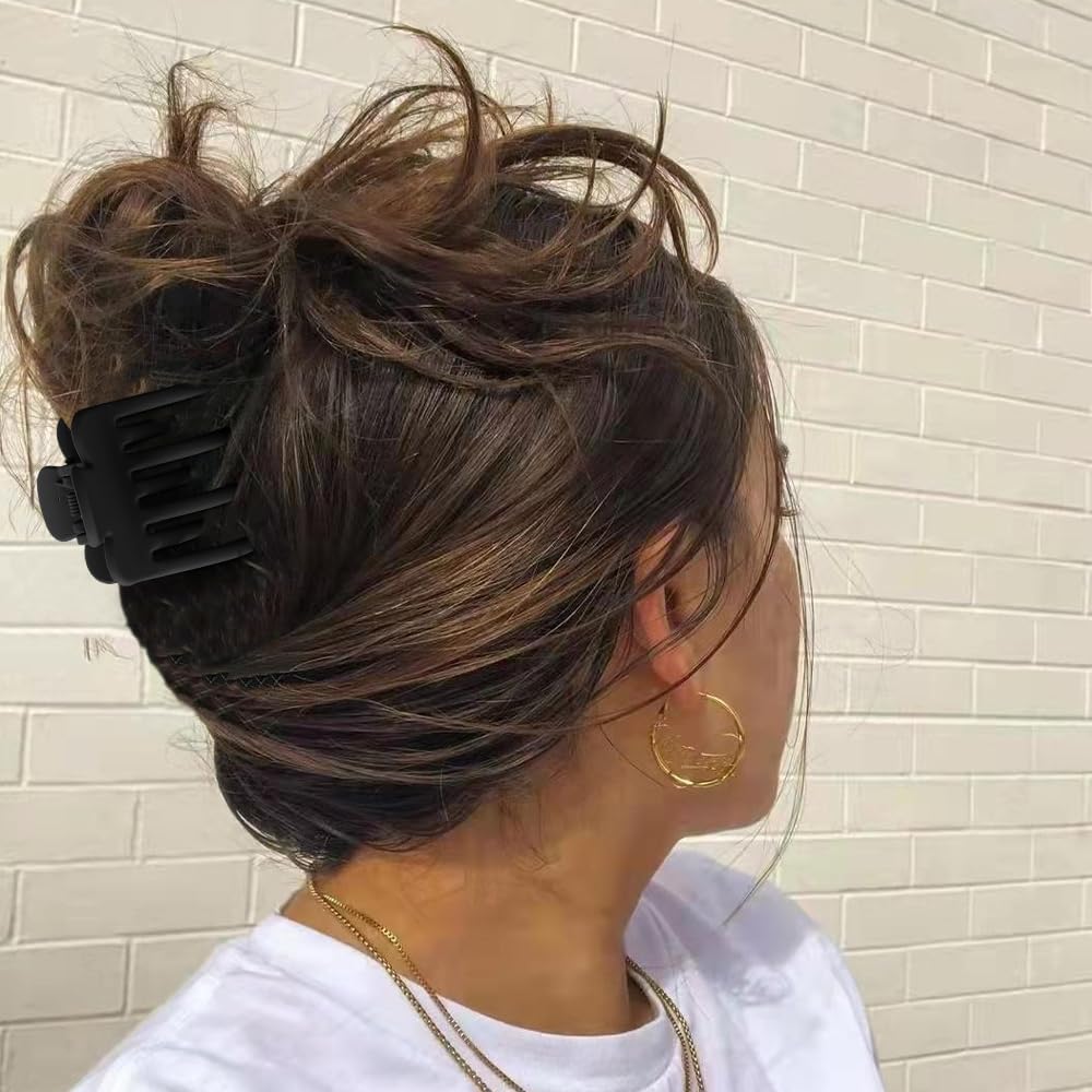 Pinzas pequeñas negras para cabello fino, 8 pinzas pequeñas para el cabello, pinzas redondas de doble fila, pinzas de pelo medio mate para cabello