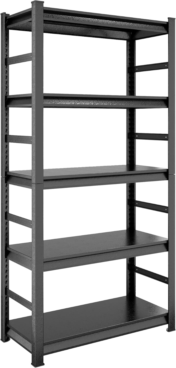 Estantería de metal resistente de 5 niveles y 2000 libras, estantes grandes de almacenamiento, estantes de metal ajustables con capacidad de 2000