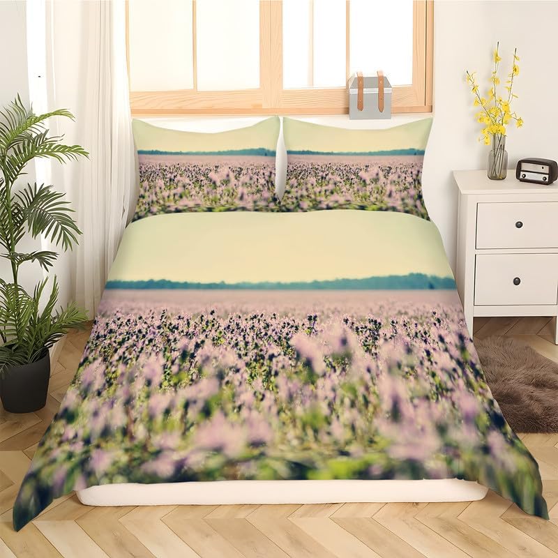 Beige Flowers Twin Duvet Cover Plant Print Twin Bedding Sets Soft Microfiber Comforter Cover and 2 Pillow Shams 20″X26″, Bed Set Duvet Covers with