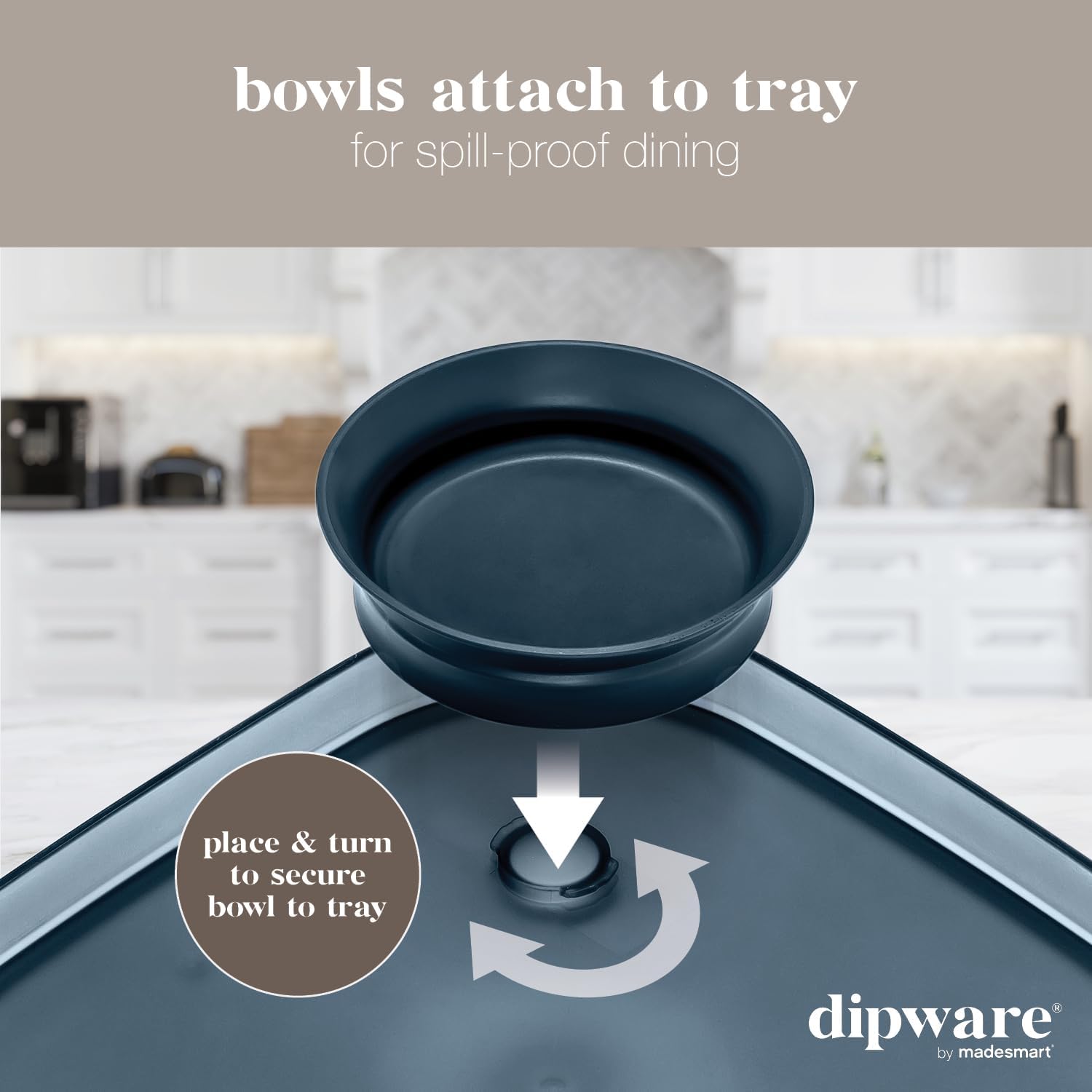 Madesmart dipware – Plato llano con cuenco de inmersión plegable y extraíble para comidas y aperitivos plato reutilizable con cuenco multiusos,