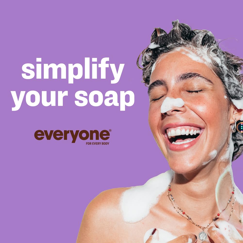 Everyone Jabón corporal 3 en 1, baño de burbujas, champú, tamaño de viaje, 2 onzas (paquete de 12), vainilla y lavanda, limpiador de coco con