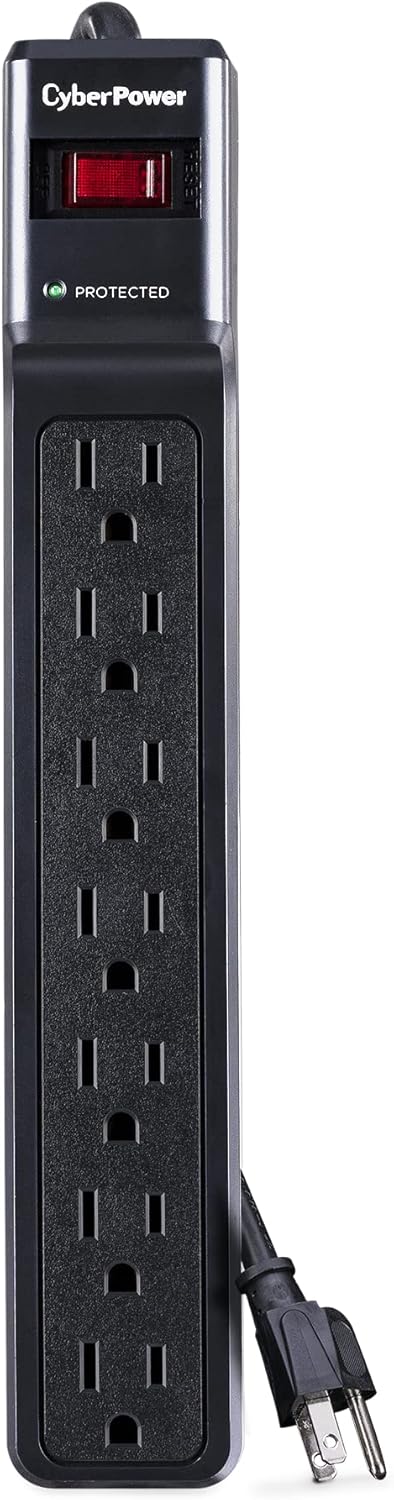 CyberPower CSB706 – Protector de sobretensiones esencial, 1500J125V, 7 tomas, cable de alimentación de 6 pies
