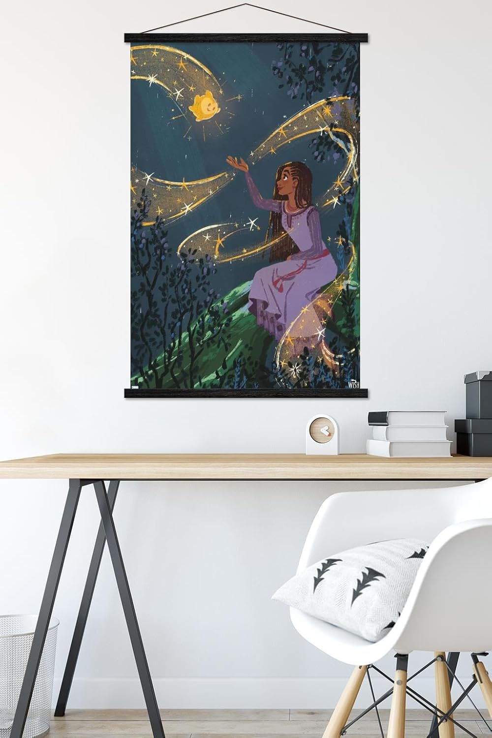 Trends International Disney Wish – Póster de collage 2 (Asha & Star), 22.37 x 34.00 pulgadas, paquete de impresión y colgador negro