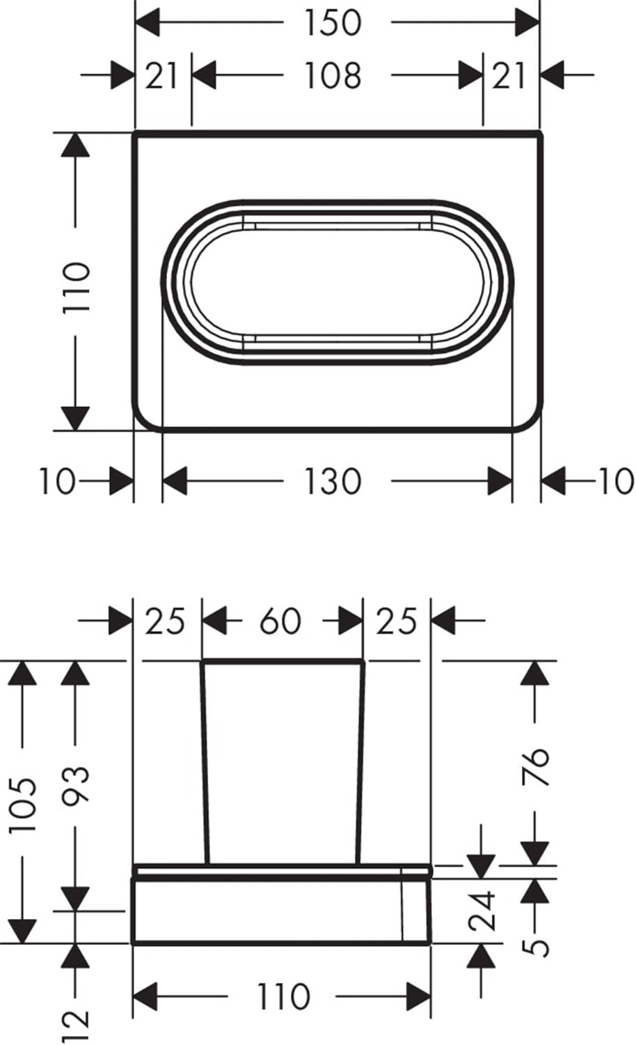 AXOR Tumbler Easy Install 42834000 – Accesorios modernos de 4 pulgadas en cromo, 42834000