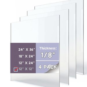 Hojas de plexiglás de 12 x 12 pulgadas de grosor (paquete de 4), hoja de plexiglás transparente cortada a medida, hoja de acrílico transparente, Hojas de plexiglás de 12 x 12 pulgadas de grosor (paquete de 4), hoja de plexiglás transparente cortada a medida, hoja de acrílico transparente,
