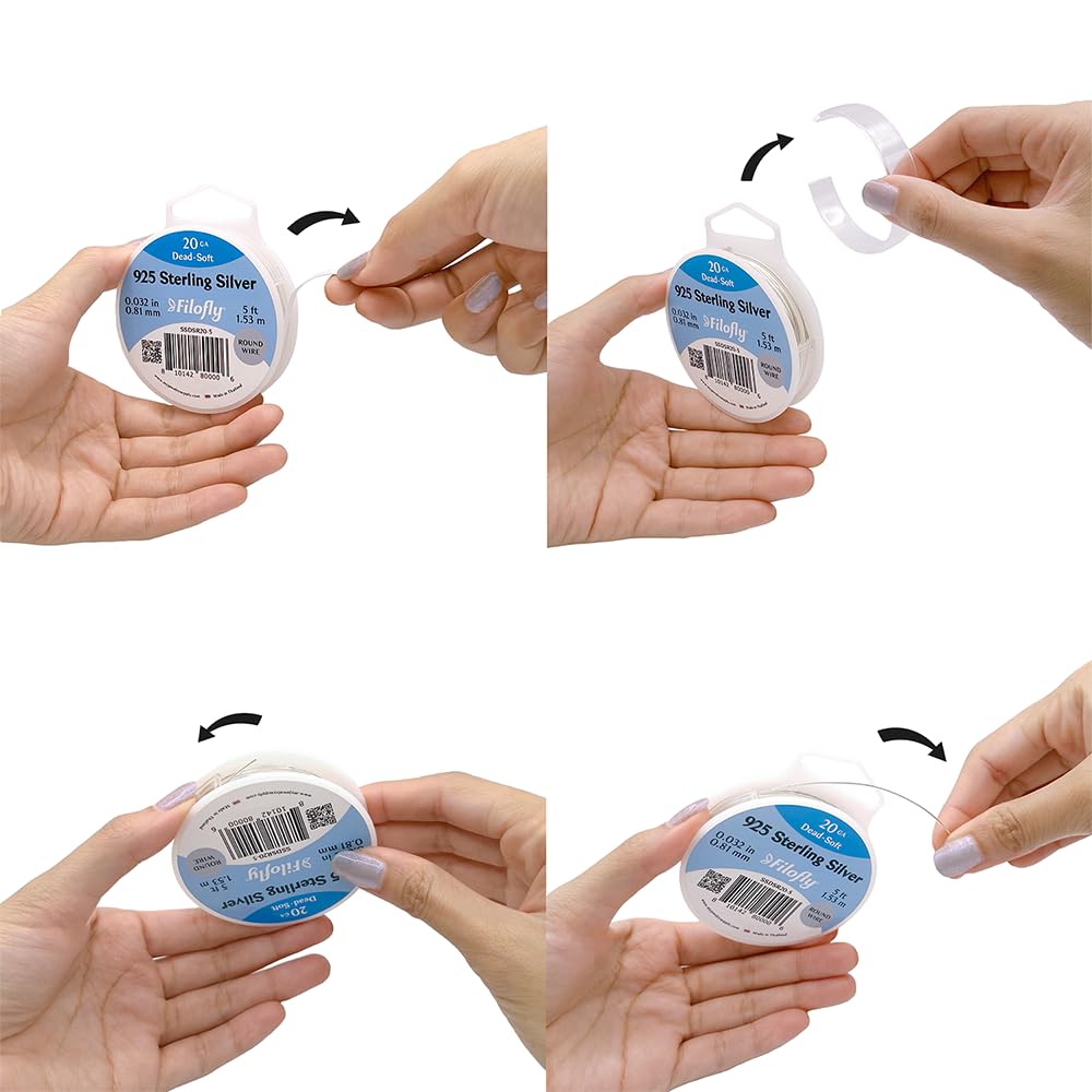 Filofly, Calibre 20, alambre de plata de ley 925, suave y redondo, (5 pies)