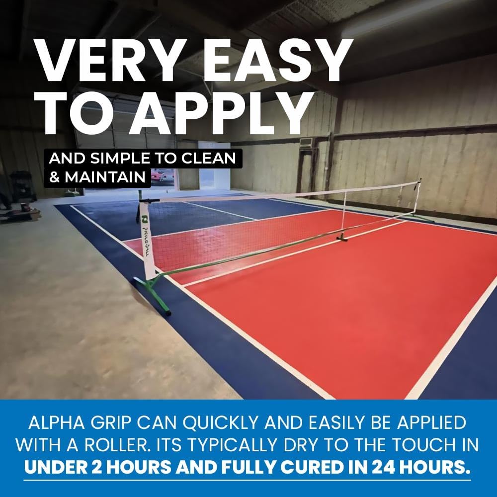 Alpha Grip Pickleball Court – Pintura para hormigón, asfalto y piedra, revestimiento antideslizante para una tracción superior (azul pickleball, 1