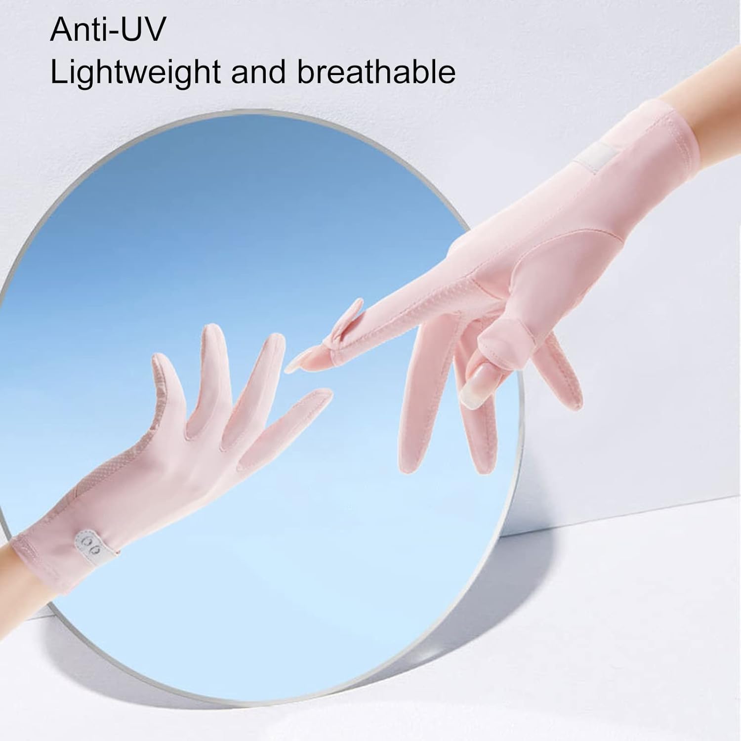 1 par de guantes elásticos de seda de hielo de verano con botones y puño, guantes de protección solar para mujer, guantes de protección solar para
