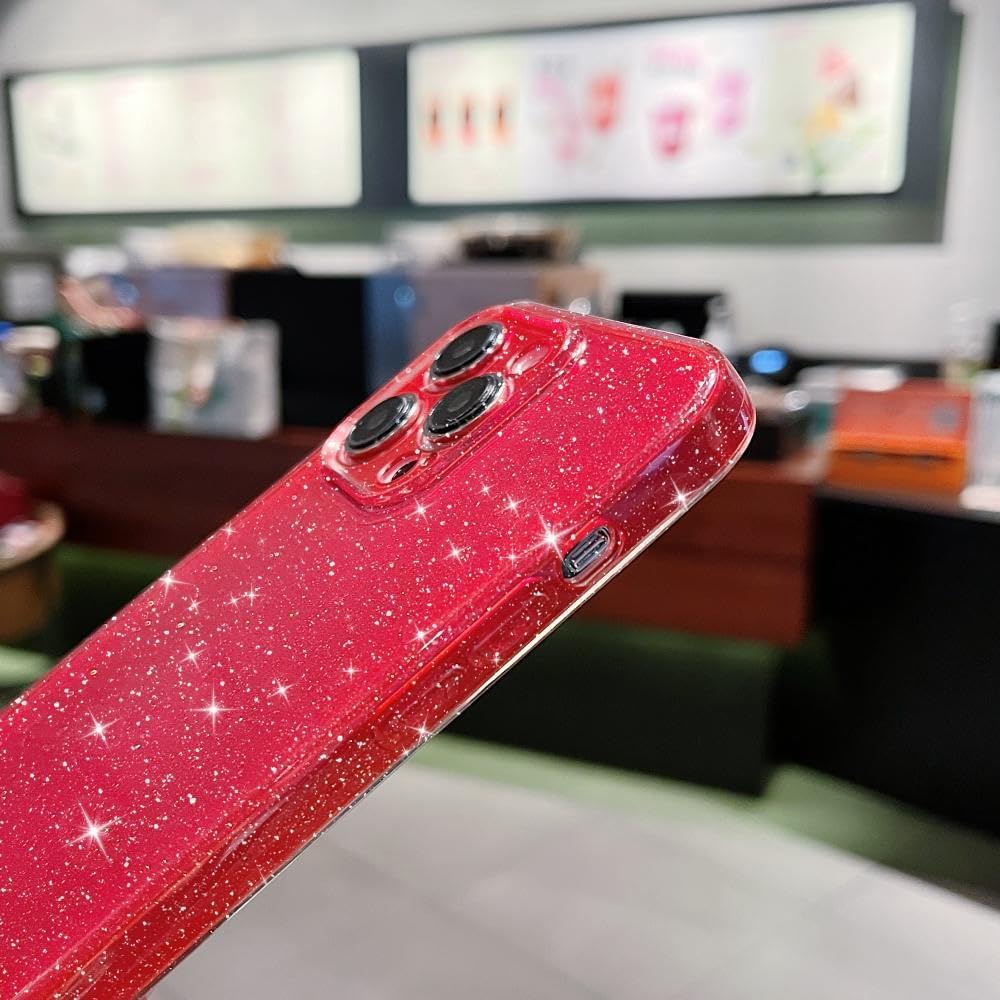 Funda compatible con iPhone 15 Pro de 6.1 pulgadas (versión 2023), bonito color neón brillante, con purpurina, delgada, delgada, a prueba de golpes,