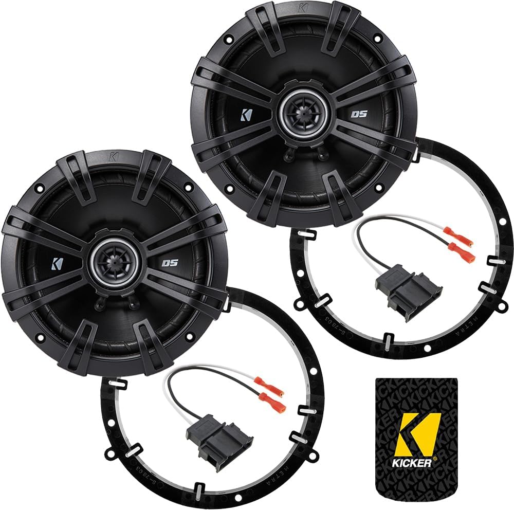 KICKER Altavoces de 6.5 pulgadas para Volkswagen JettaJetta GLI 2003-2015 Kit de actualización – Par de DS Series con adaptadores y arnés, coaxial 6