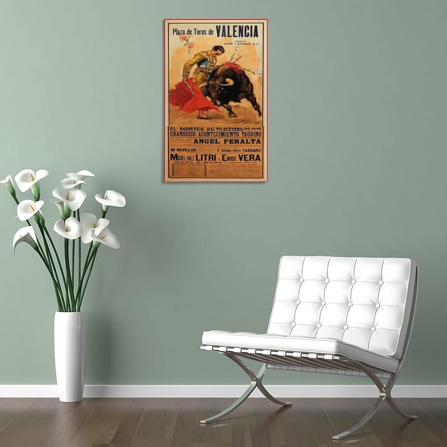 Madrid Arena – Póster retro de viaje corridas de toros, arte de rodeo (2) impresiones artísticas de pared para decoración de pared, decoración de
